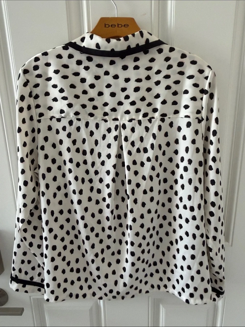 kate spade Black and White Polka-Style Print Blouse with Pink Accents